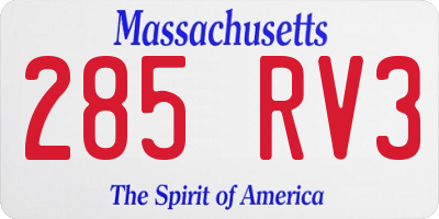 MA license plate 285RV3