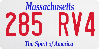MA license plate 285RV4