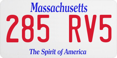 MA license plate 285RV5