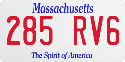 MA license plate 285RV6