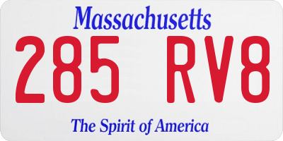 MA license plate 285RV8