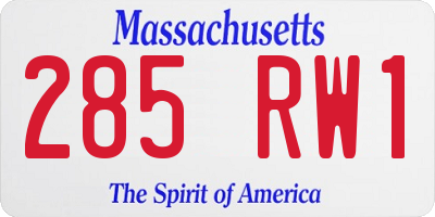 MA license plate 285RW1