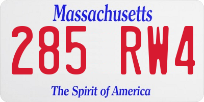 MA license plate 285RW4