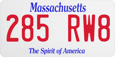 MA license plate 285RW8