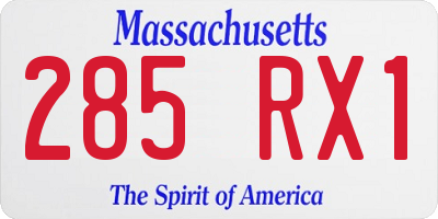 MA license plate 285RX1