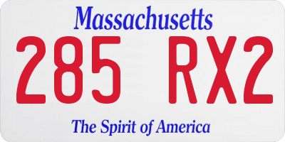 MA license plate 285RX2