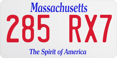MA license plate 285RX7