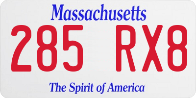MA license plate 285RX8