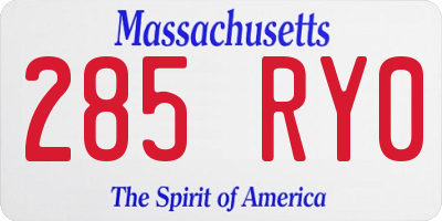 MA license plate 285RY0