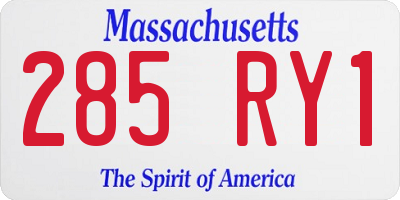 MA license plate 285RY1