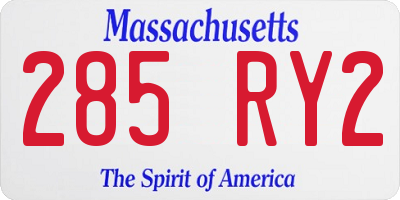 MA license plate 285RY2