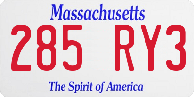 MA license plate 285RY3