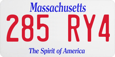 MA license plate 285RY4