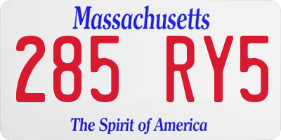 MA license plate 285RY5