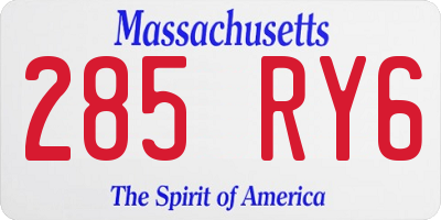 MA license plate 285RY6