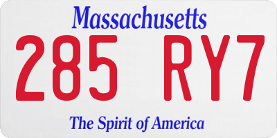 MA license plate 285RY7