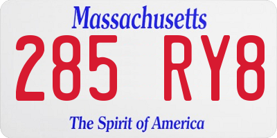 MA license plate 285RY8
