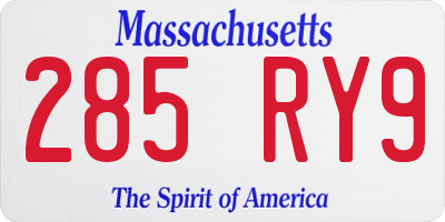 MA license plate 285RY9