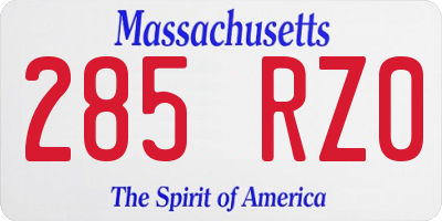 MA license plate 285RZ0