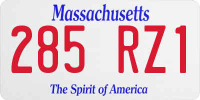 MA license plate 285RZ1
