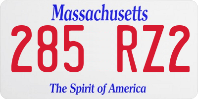 MA license plate 285RZ2