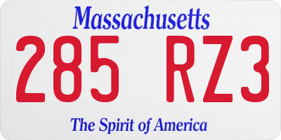 MA license plate 285RZ3