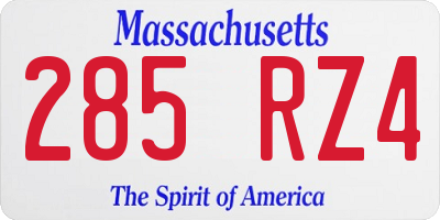 MA license plate 285RZ4