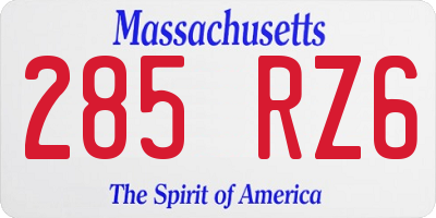 MA license plate 285RZ6