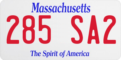MA license plate 285SA2