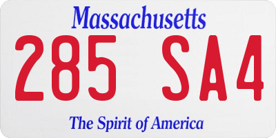 MA license plate 285SA4