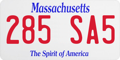 MA license plate 285SA5