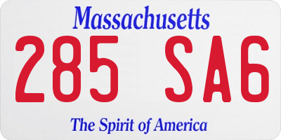MA license plate 285SA6