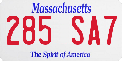 MA license plate 285SA7