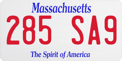 MA license plate 285SA9