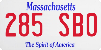 MA license plate 285SB0