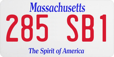 MA license plate 285SB1