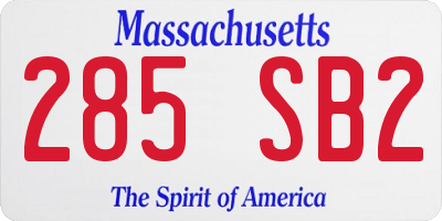 MA license plate 285SB2