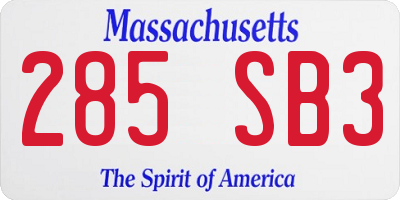 MA license plate 285SB3