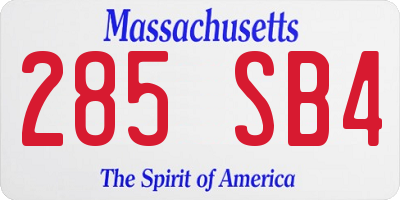 MA license plate 285SB4