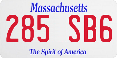 MA license plate 285SB6