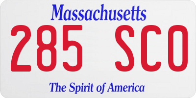 MA license plate 285SC0