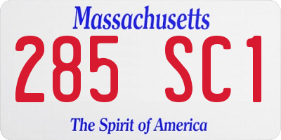 MA license plate 285SC1