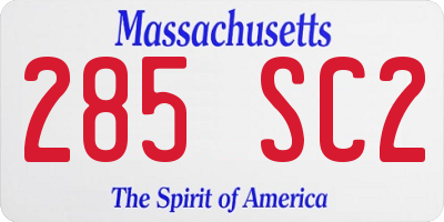 MA license plate 285SC2