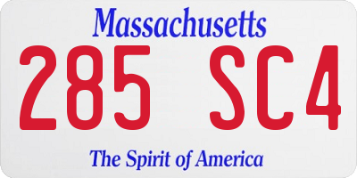 MA license plate 285SC4