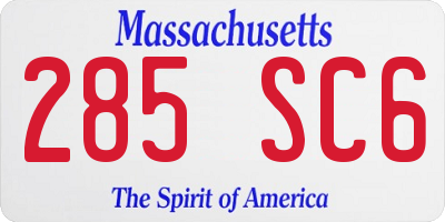 MA license plate 285SC6