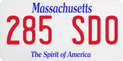 MA license plate 285SD0