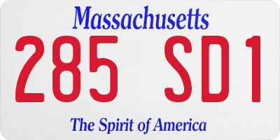 MA license plate 285SD1