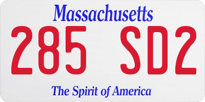 MA license plate 285SD2