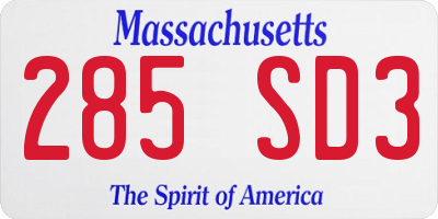 MA license plate 285SD3