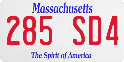 MA license plate 285SD4